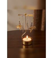 Dönen Mumluk Sinek Kuşu Figürlü Altın Metal Tealight Mum Tutucu Dekoratif Hediye 15 cm