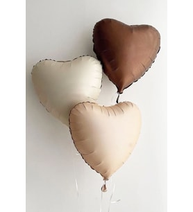 2 Adet 18 ınc Bej ve Karamel Kalp Folyo Balon