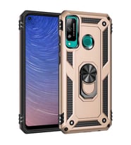 Huawei P40 Lite E Kılıf Metal For Car Yüzüklü Standlı Military Ring Serisi (Altın)