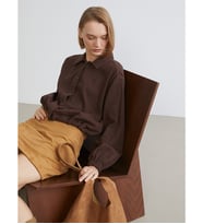 LCW Vision Kahverengi Oversize Müslin Kadın Gömlek