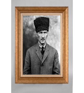 Altın Varaklı Paspartulu Çerçeveli Atatürk Tablo nt581