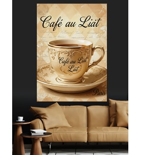 Café Au Lait Sıcak Fincan Dekoratif Kanvas - Mdf Ahşap Tablo