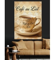 Café Au Lait Sıcak Fincan Dekoratif Kanvas - Mdf Ahşap Tablo
