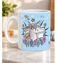 Gökkuşaklı Unicorn Desenli Masalsı Çocuklara Hediye Porselen Kupa Bardak