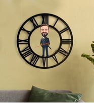 Kişiye Özel Pilot Karikatür 3D Ahşap Mdf Duvar Saati 222