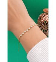 Kadın 14K altın Renginde Zirkon Taşlı Çelik Bileklik