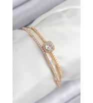 Pirinç Zirkon Taşlı Baget Model Gold Renk Kadın Bileklik 5886 - SSSSSS3376-8604