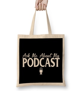 Ask Me About My Podcast Cute Podcasters Bez Çanta Uzun Saplı
