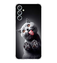 PrintiFy Samsung Galaxy A34 Uyumlu Kedi 2 Baskılı Şeffaf Köşe Korumalı Antişok Kılıf