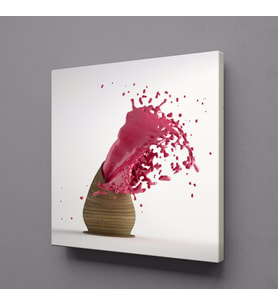 PEMBE SIÇRAYAN BOYA KANVAS TABLO 110x110cm (Karışık)