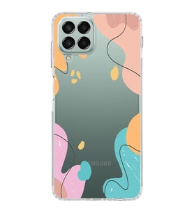 Samsung Galaxy M33 Kapak Karışık Renkler Tasarımlı Şeffaf Kılıf