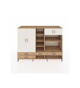 Kronos Dolap 12 Raflı 4 Çekmeceli 4 Kapaklı 220x59x163 Çam-Aytaşı/Çam