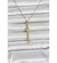 316L Çelik Gold Renk Deniz Temalı Y Model Zirkon Taşlı Kadın Kolye 5886 - HPSBYI3737-8158