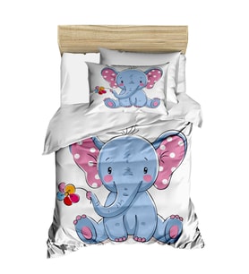 Dijital Baskılı 3d Pamuklu Yenidoğan Bebek Nevresim Takımı Cute Elephant (Çok Renkli)