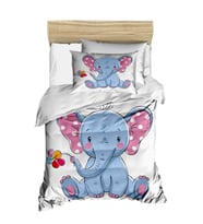 Dijital Baskılı 3d Pamuklu Yenidoğan Bebek Nevresim Takımı Cute Elephant (Çok Renkli)