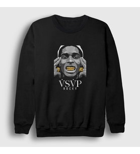 Presmono Unisex Siyah Gold ASAP Rocky Sweatshirt 153050tt