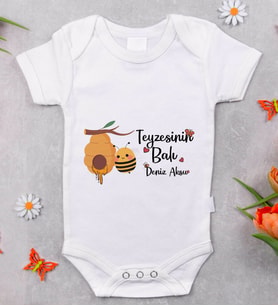 BK Kids İsimli Teyzesinin Balı Tasarımlı Bebek Body Zıbın - Model 1