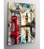 Kanvas Tablo Big Ben Ve Telefon Kulübesi