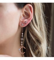 Apm Modeli Rose Gold Kaplama Moon Gümüş Küpe