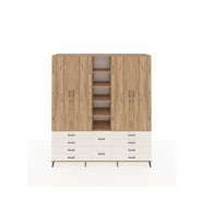 Hyperion Dolap 9 Raflı 10 Çekmeceli 2 Askılı 220x44x243 Çam-Çam/Aytaşı