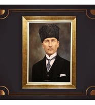 Özel Seri Paspartulu Çerçeveli Atatürk Tablo l170 (Gold)