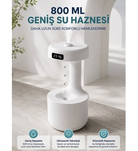 Ters Akan Su Damlası Nemlendirici 800 ml Sessiz Ultrasonik Oda Nemlendirici