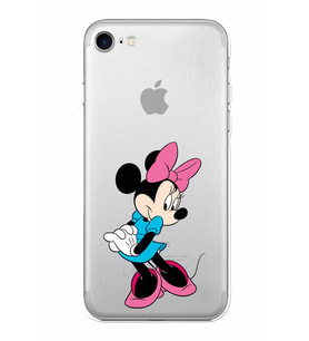 Apple iPhone 7 Uyumlu Kamera Korumalı Tıpalı Kapak Minnie Mouse TasarımlıŞeffaf Kılıf