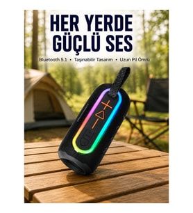 Mey İthalat® Renkli LED Işıklı Kablosuz Hoparlör IP67 Sertifikalı Yeni Nesil