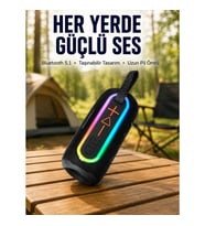 Mey İthalat® Renkli LED Işıklı Kablosuz Hoparlör IP67 Sertifikalı Yeni Nesil