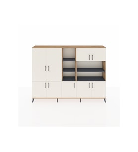 Arges Dolap 14 Raflı 9 Kapaklı 220x30x163 Çam-Aytaşı/Antrasit
