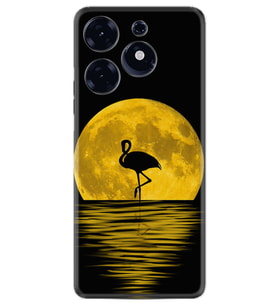 Tecno Spark 10 Pro Kılıf Silikon Desen Özel Seri Ay ve Flamingo 1775