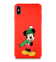 Apple iPhone XS Max Soft Premier Kapak Mickey Mouse-G Tasarımlı Silikon Kılıf - Kırmızı (Şeffaf)