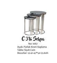 Brc Zigon 14062 C Model 3lü Siyah TEMPER cam Metal transmisyon Krom Renk Kaplam El Yapı