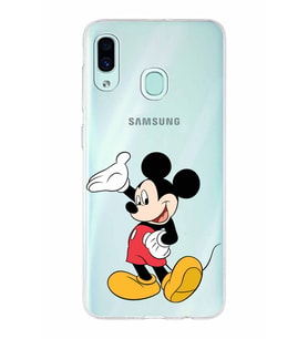 Samsung Galaxy A30  Kapak Mickey Mouse Tasarımlı Şeffaf Silikon Kılıf