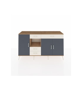 Kronos Konsol 4 Raflı 4 Çekmeceli 3 Kapaklı 176x59x99 Çam-Antrasit/Aytaşı