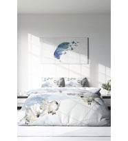 Çift Kişilik ( Lastikli Çarşaflı ) %100 Pamuk Saten Nevresim Takımı Snow Bird