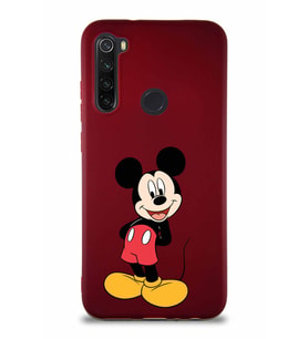 Xiaomi Redmi Note 8 Soft Premier Kapak Mickey Mouse-B Tasarımlı Silikon Kılıf - Mürdüm (Şeffaf)