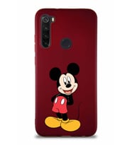 Xiaomi Redmi Note 8 Soft Premier Kapak Mickey Mouse-B Tasarımlı Silikon Kılıf - Mürdüm (Şeffaf)