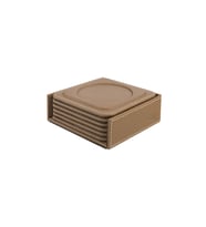 Bardak Altlığı,6’lı Set,Masaüstü Yuvarlak Cup Coaster,Vegan Suni Deri,11x11 cm.,Vizon