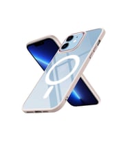 Apple iPhone 12 Pro Max Uyumlu Kılıf Wireless Şarj Özellikli Zore Krom M-safe Silikon Kapak (Lacivert)