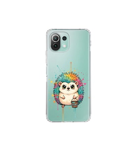 Xiaomi Mi 11 Lite ile Uyumlu Splash Kirpi Tasarımlı Şeffaf Silikon Kılıf