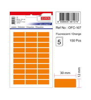 Tanex Ofis Etiketi 12x30 Mm Fosforlu Turuncu Ofis Etiketi 5 Yaprak (10 Lu Paket) (Karışık)