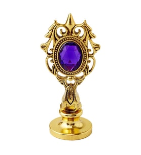 Kraliyet Mor Taşlı Döküm Metal Mum Mühürü Sapı Antik Gold 