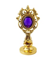 Kraliyet Mor Taşlı Döküm Metal Mum Mühürü Sapı Antik Gold 