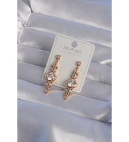 XUPİNG Rose Renk Zirkon Taşlı Geometrik Sallantılı Küpe - TJ-BKP9355