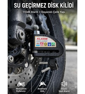 Suya Dayanıklı 110dB Alarmlı Çelik Disk Kilidi Yeni Nesil
