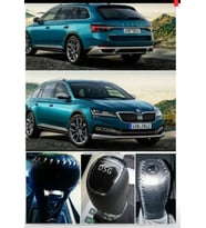 Skoda Dsg. Otomatik Vites kılıfı el yapımı Hakiki Deri (Saks Mavisi)