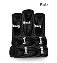 Parlo Siyah Elastik Bandaj 20 cm x 1,5 m 6’lı Set – %300 Esnek, 4,5 m’ye Kadar Uzayan, Metal Kancalı Destek ve Sargı Bandajı