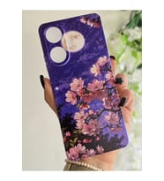 Realme C55 Uyumlu Sanatsal Manzaralı Pembe Çiçekler Desenli Şeffaf Telefon Kılıfı