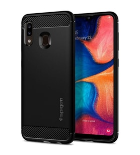Spigen Galaxy A20 ile Uyumlu Kılıf Rugged Armor Matte Black (Siyah)